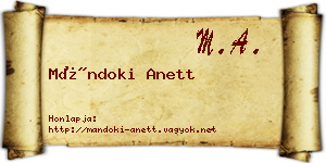 Mándoki Anett névjegykártya